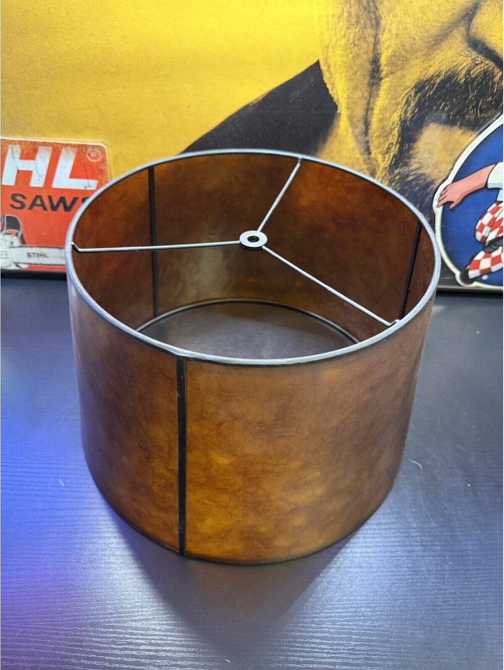 Amber Mica Drum Lamp Shade 15" Rustic Bronze Lighting Decor